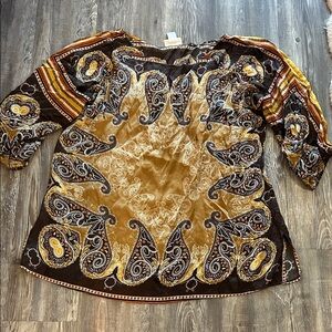 Soft Surroundings 100% Silk Paisley Print Top Blouse 2X
